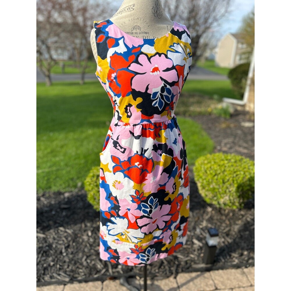 Anthropologie WHIT TWO Floral Petal Dress Cross Back Size 6 100% Cotton EC +🎁